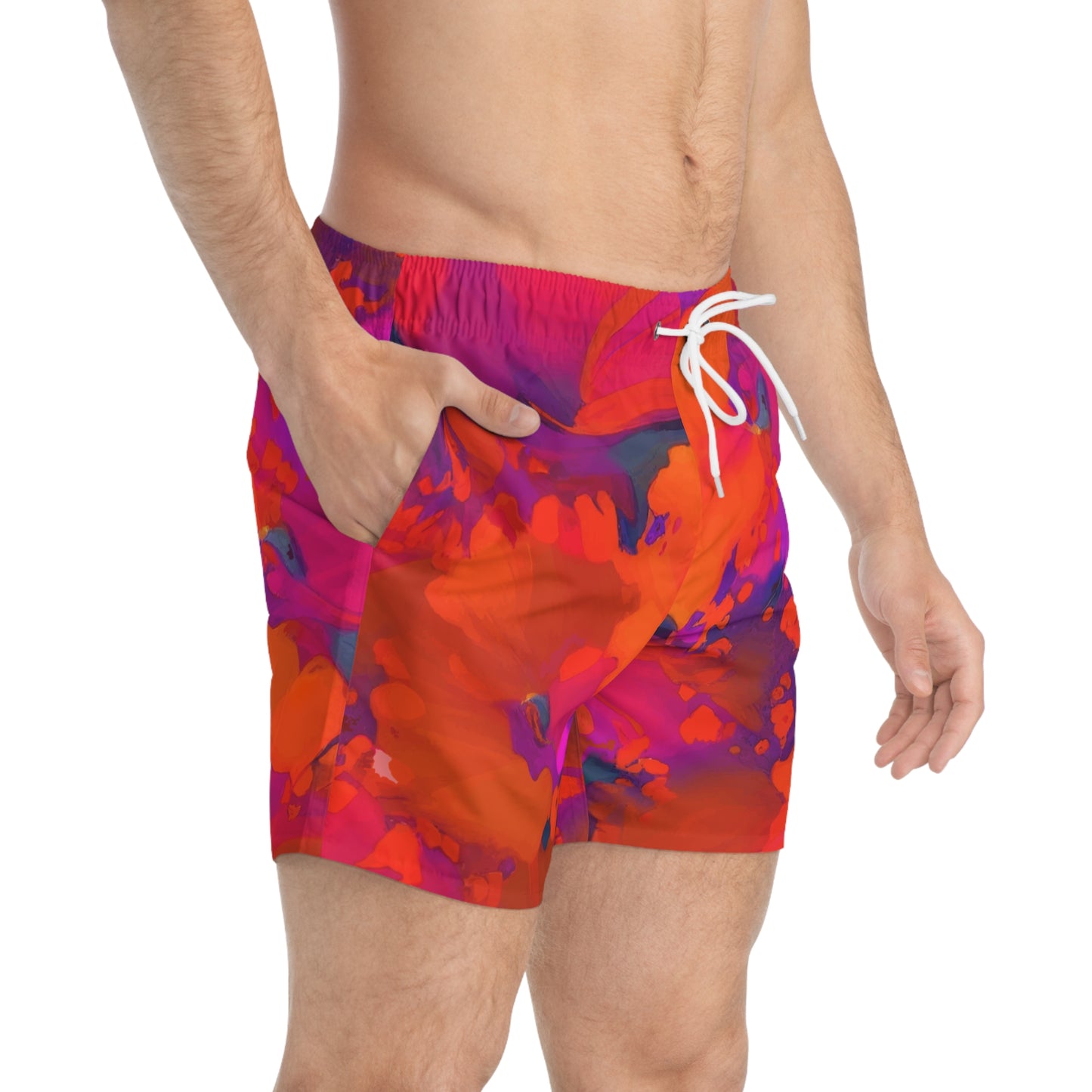 Red Flower Swim Trunks