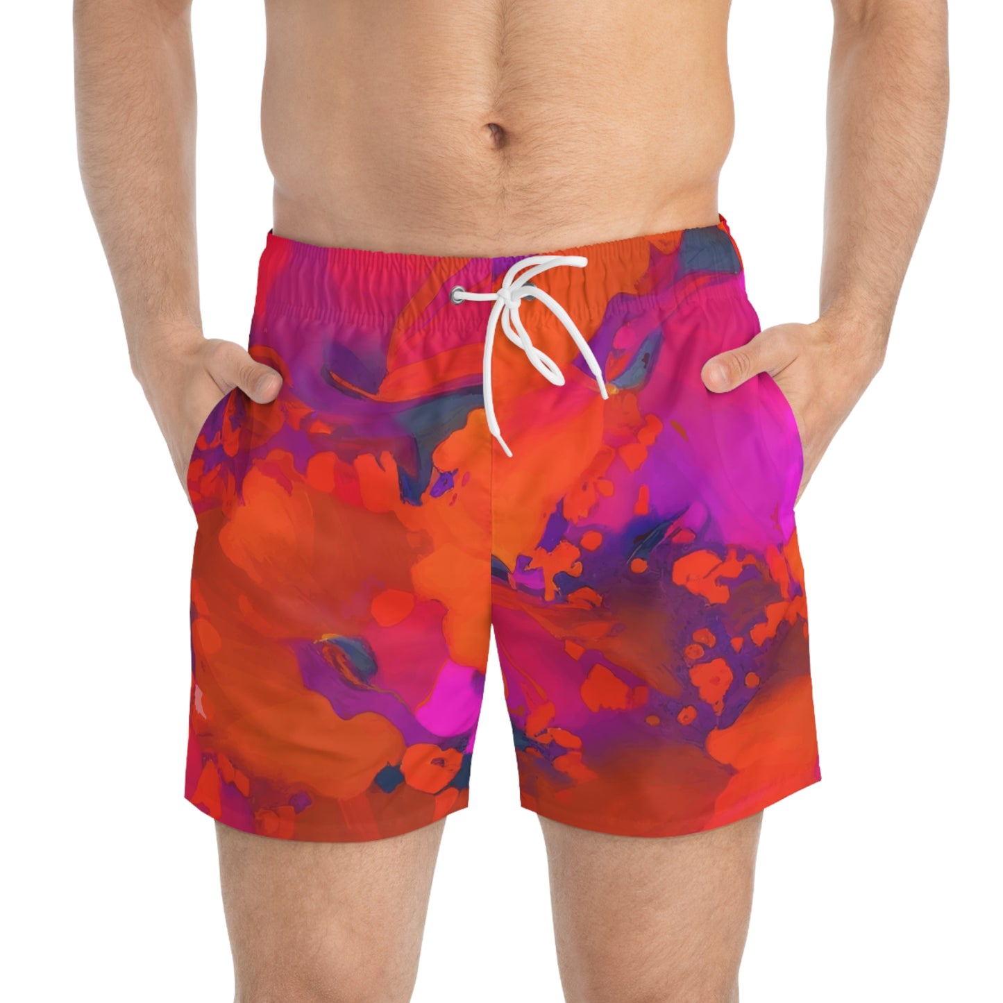 Red Flower Swim Trunks