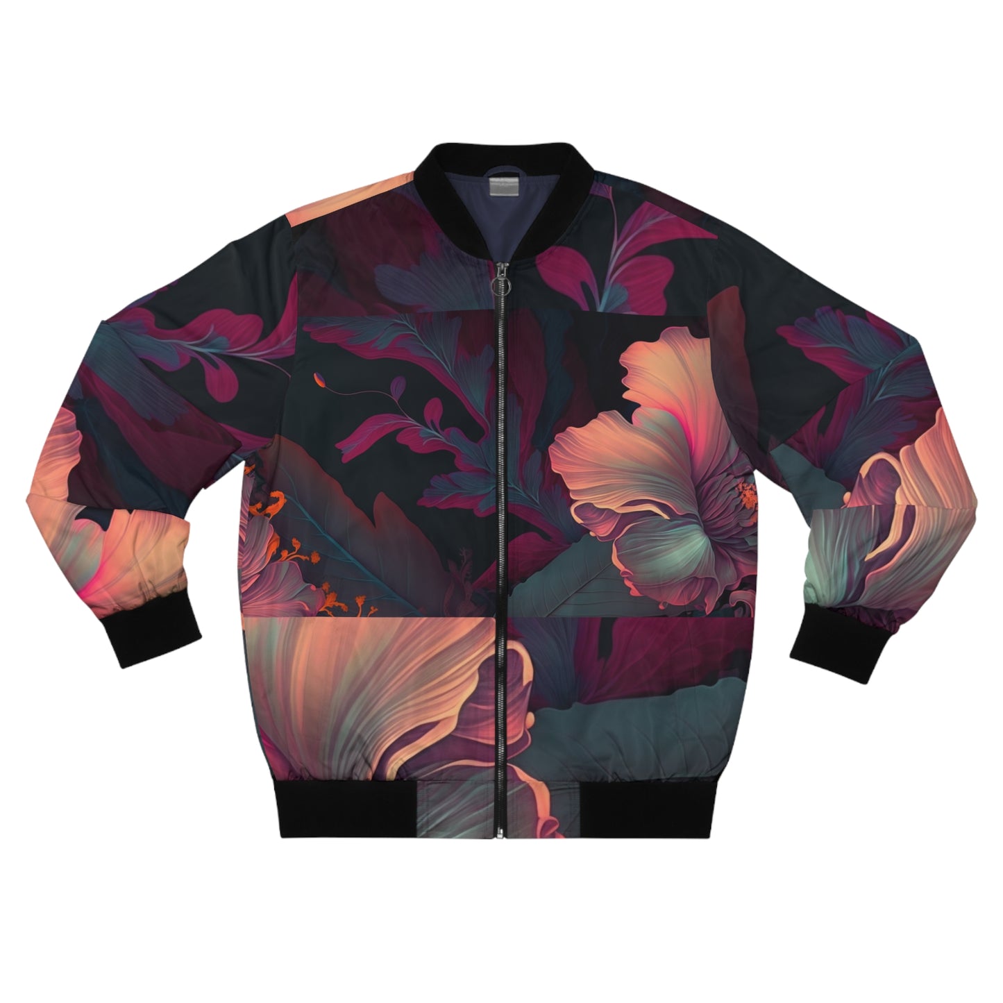 Flower Strip Bomber Jacket